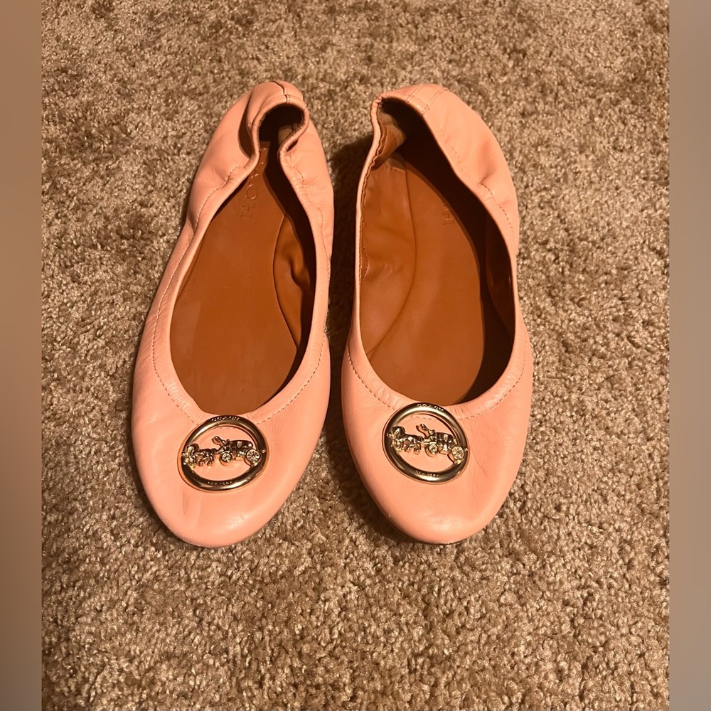 Coach Peach Ballet Flats with Gold Accents